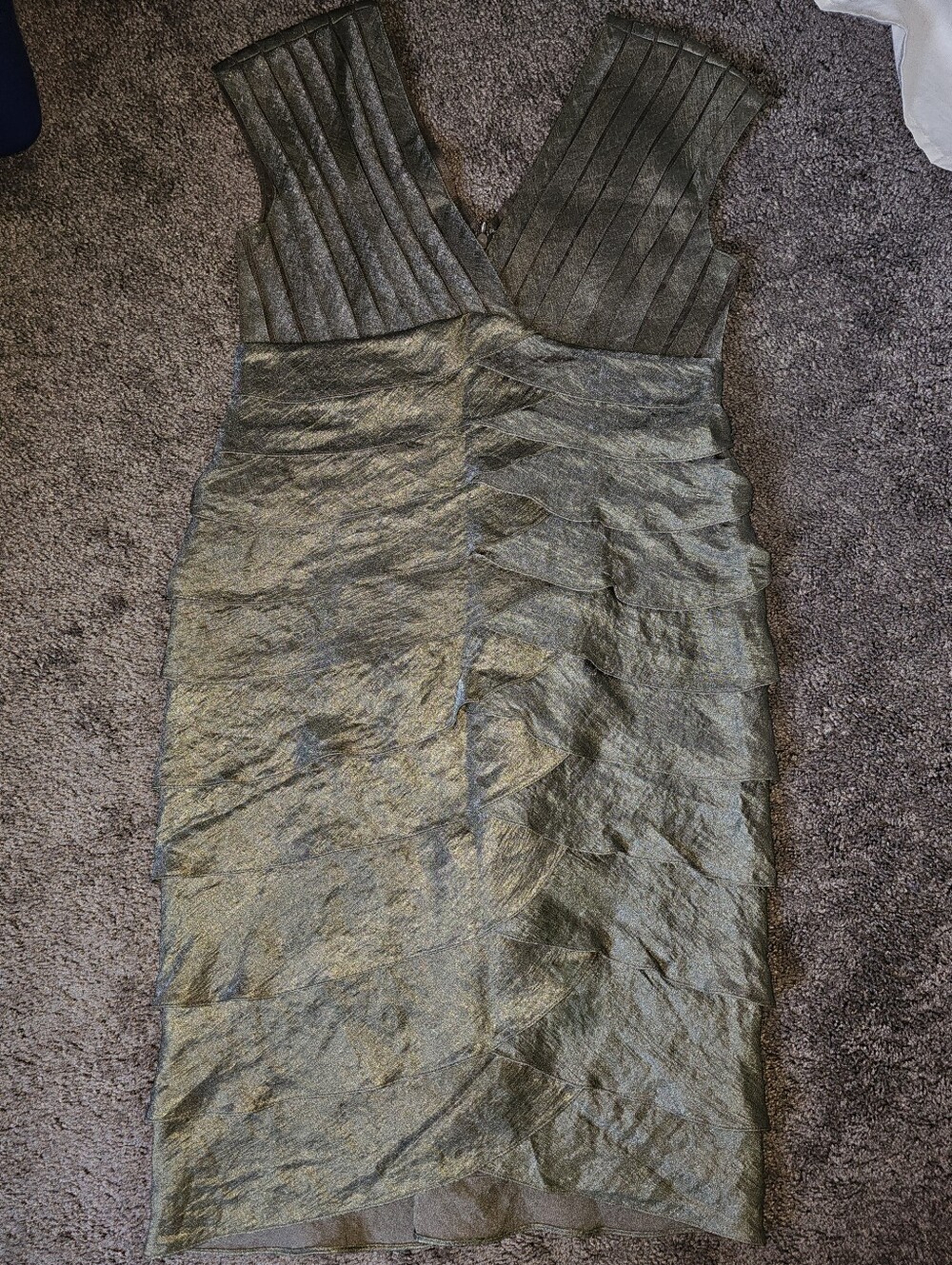 Adrianna Papell Vneck Formal Silver Gray Dress SZ 12